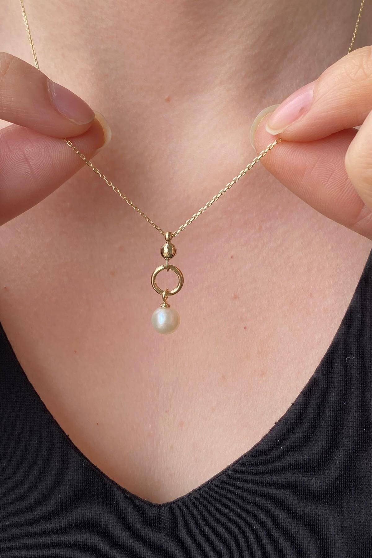 Hoop Natural Pearl Earring Necklace Double Set