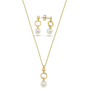 Halka Doğal İnci Küpe Kolye İkili Set | | Birinci1926