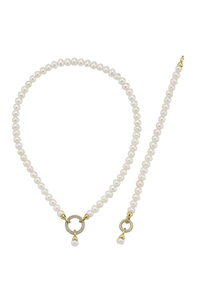 Halka Kilitli Doğal İnci Kolye Bileklik İkili Set | | Birinci1926