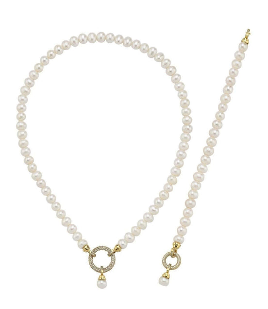 Halka Kilitli Doğal İnci Kolye Bileklik İkili Set | | Birinci1926