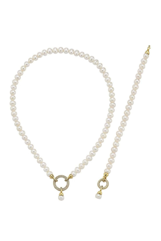 Halka Kilitli Doğal İnci Kolye Bileklik İkili Set | | Birinci1926