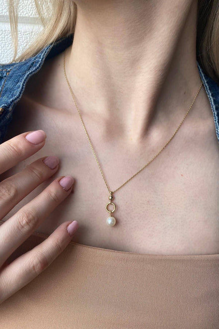 Hoop Fresh Water Natural Pearl Necklace