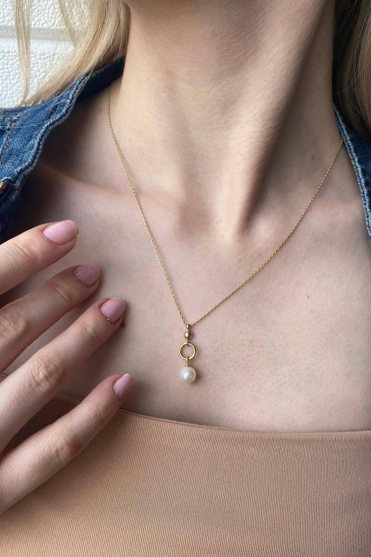 Hoop Fresh Water Natural Pearl Necklace