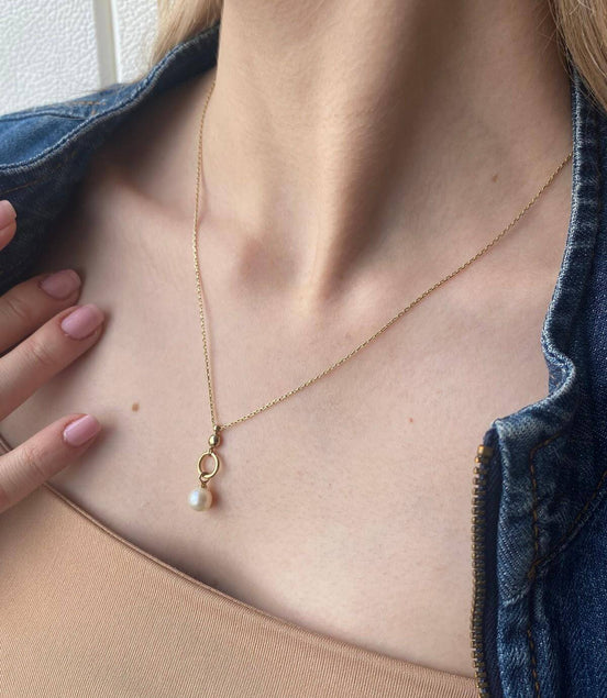 Hoop Fresh Water Natural Pearl Necklace