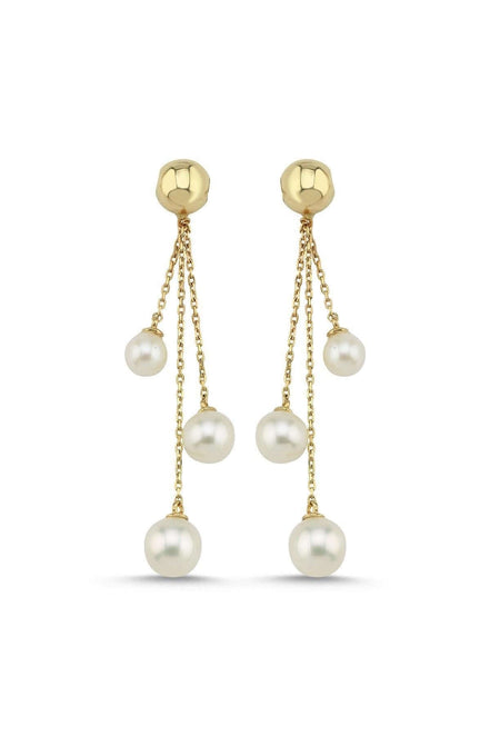 Small Cyclic Natural Pearl Dangling Earring