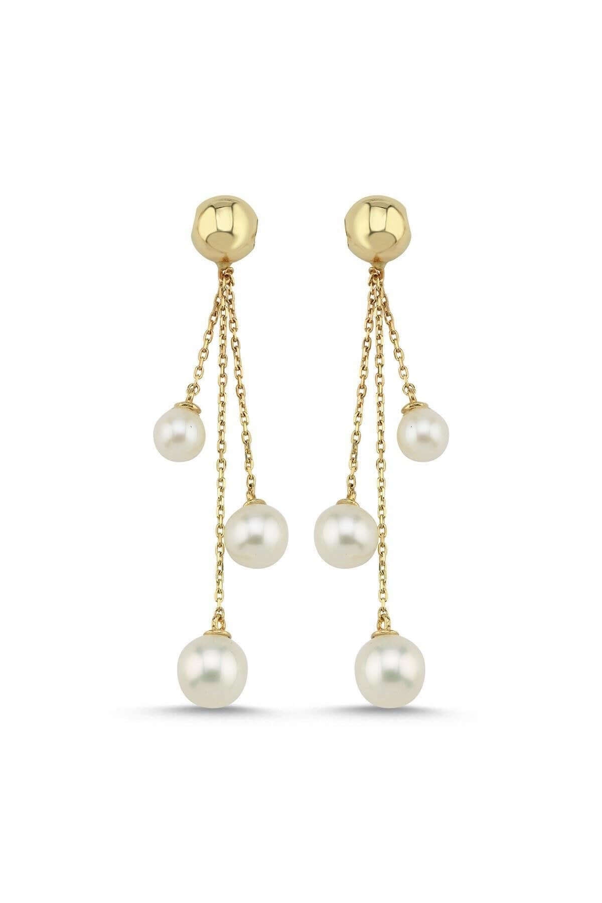 Small Cyclic Natural Pearl Dangling Earring