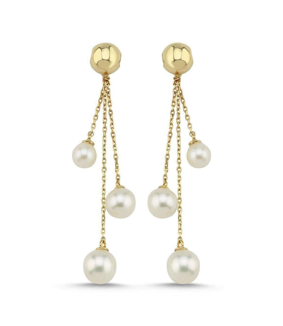Small Cyclic Natural Pearl Dangling Earring