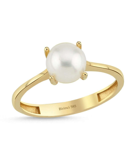 Large Doğal İnci Tek Taş Modelli Yüzük | | Birinci1926