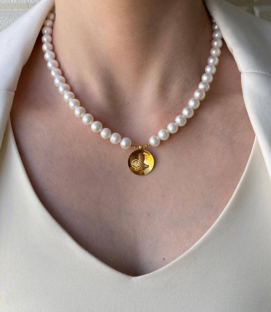 Osmanli Tugrali Natural Pearl Necklace