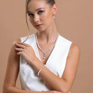 Watercourse Natural Pearl Earring Necklace Bracelet Triple Set