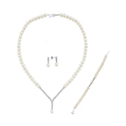 Watercourse Natural Pearl Earring Necklace Bracelet Triple Set