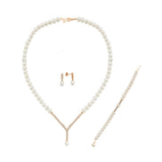 Watercourse Natural Pearl Earring Necklace Bracelet Triple Set