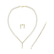 Watercourse Natural Pearl Earring Necklace Bracelet Triple Set