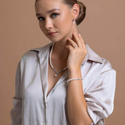 Watercourse Stone Natural Pearl Earring Necklace Bracelet Triple Set