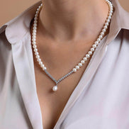 Watercourse Stone Natural Pearl Earring Necklace Bracelet Triple Set
