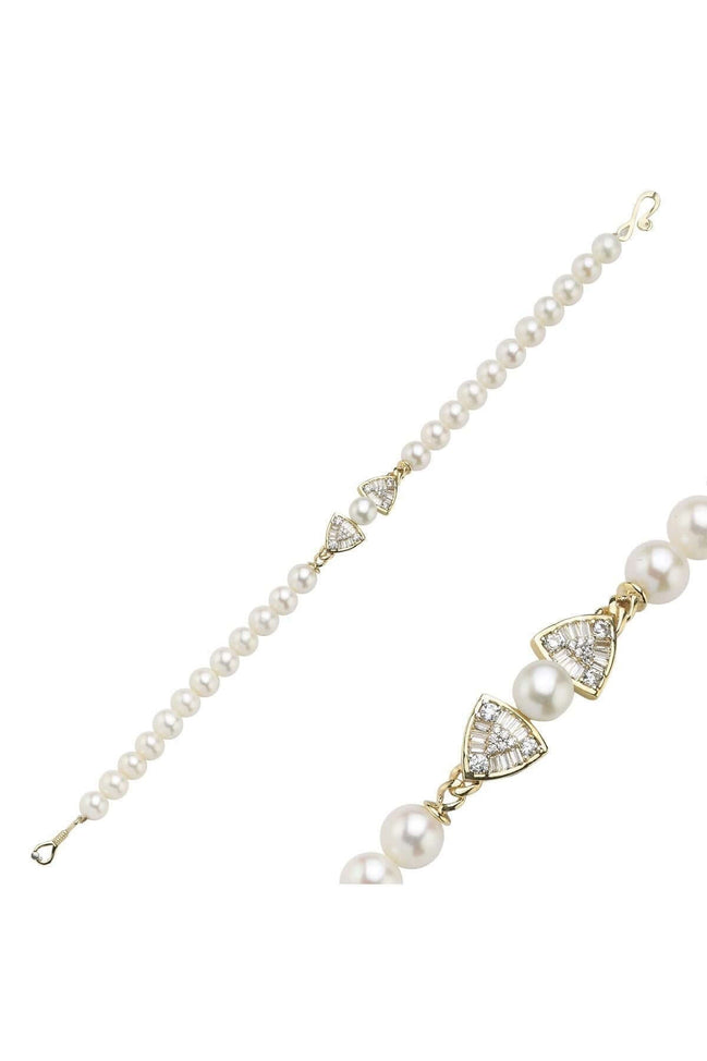 Üçgen Model Baget Taşlı Doğal İnci Bileklik | | Birinci1926