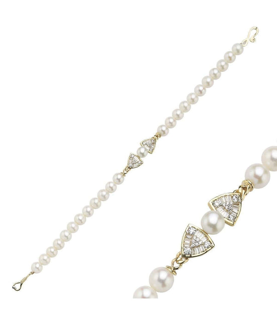 Üçgen Model Baget Taşlı Doğal İnci Bileklik | | Birinci1926