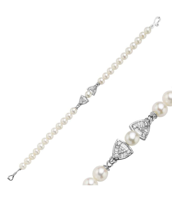 Üçgen Model Baget Taşlı Doğal İnci Bileklik | | Birinci1926