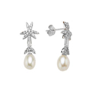 Leaf Design Natural Pearl Earring