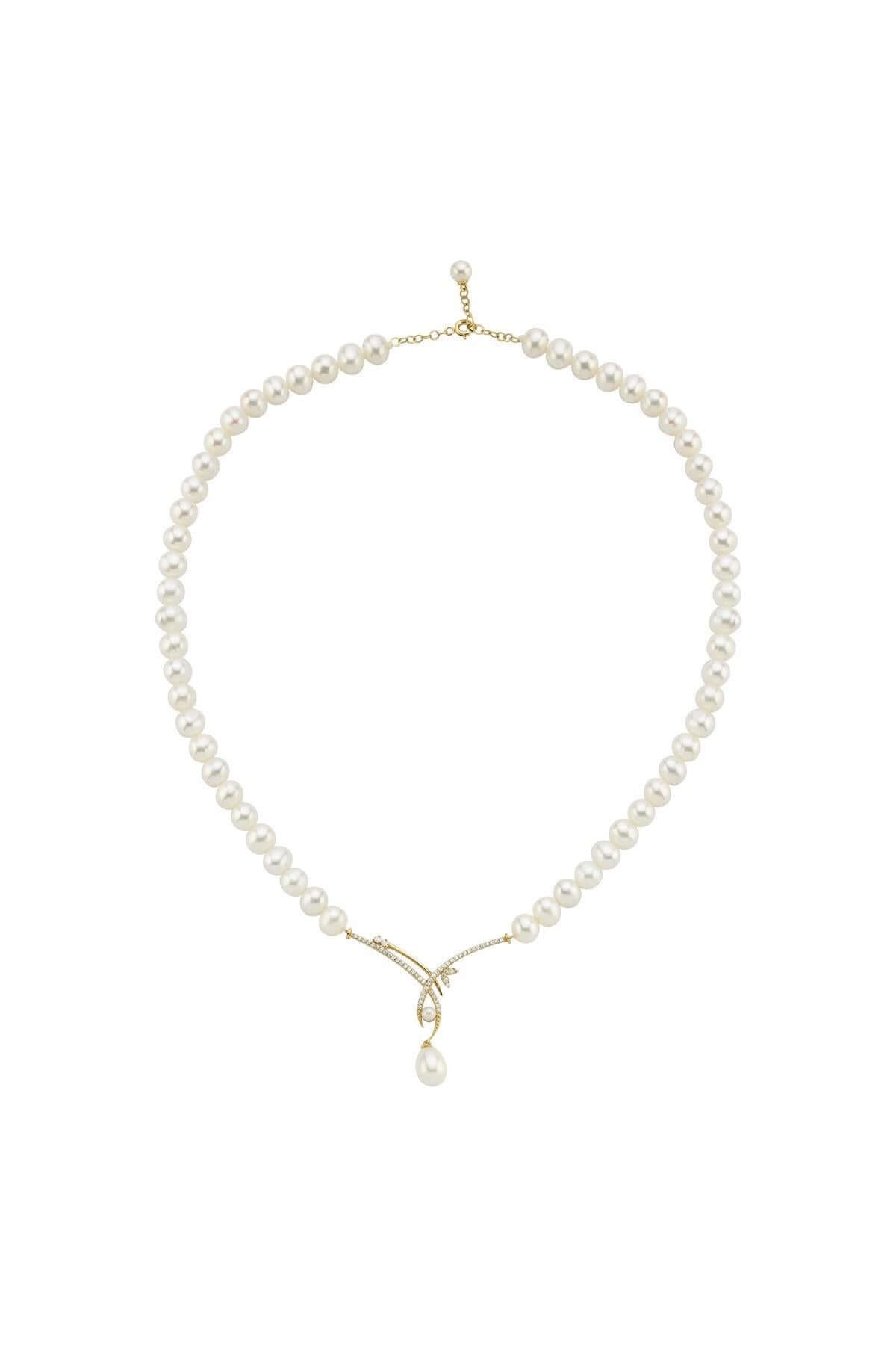 Yaprak Taşlı Doğal İnci Sallantılı Kolye | | Birinci1926