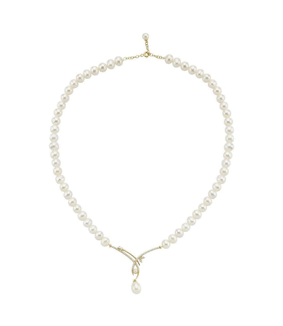 Yaprak Taşlı Doğal İnci Sallantılı Kolye | | Birinci1926