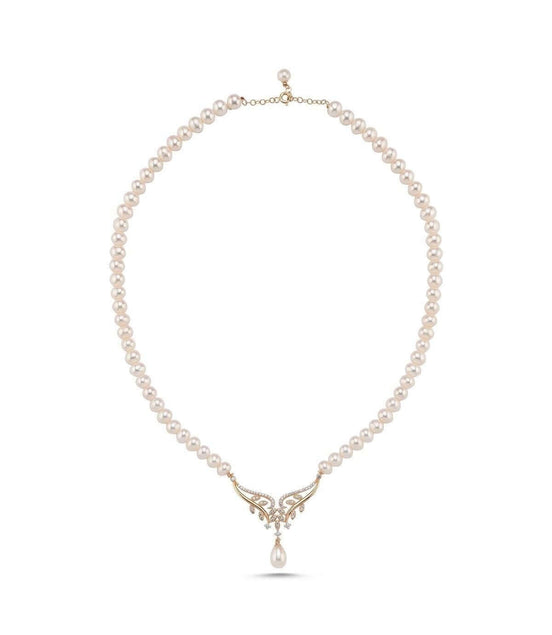 Yaprak Taşlı Doğal İnci Kolye | | Birinci1926