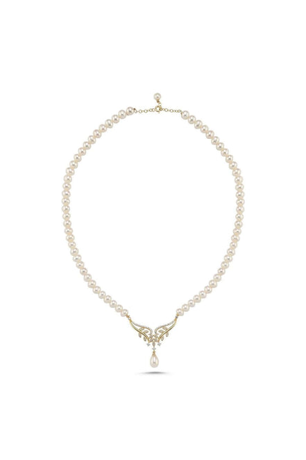 Yaprak Taşlı Doğal İnci Kolye | | Birinci1926