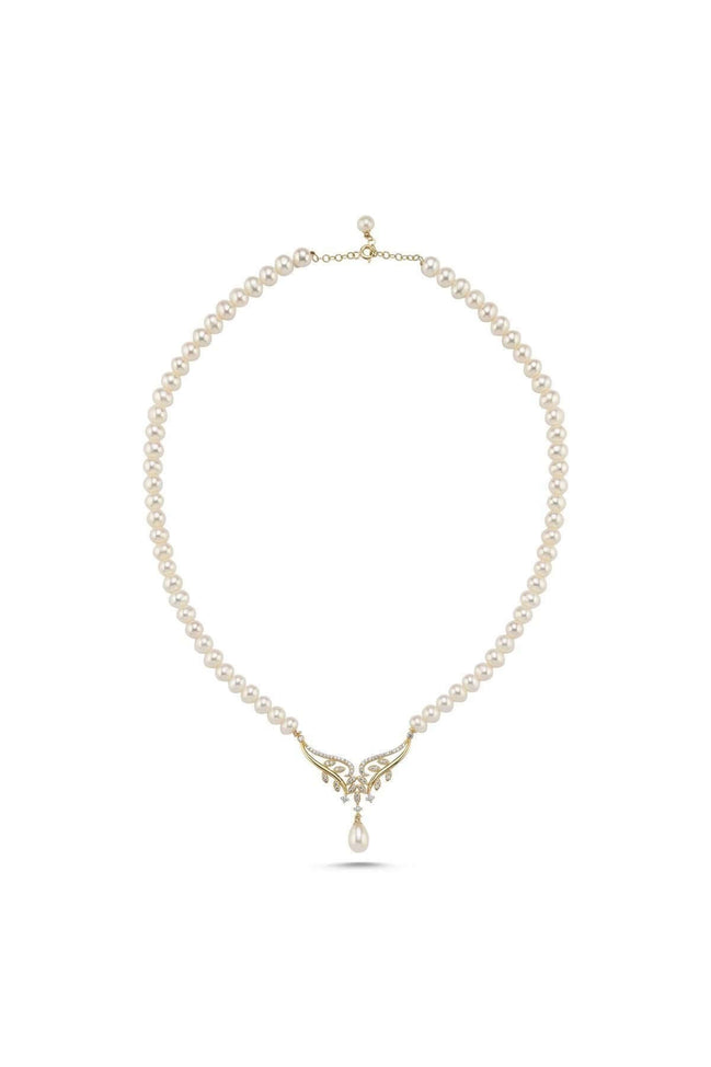 Yaprak Taşlı Doğal İnci Kolye | | Birinci1926