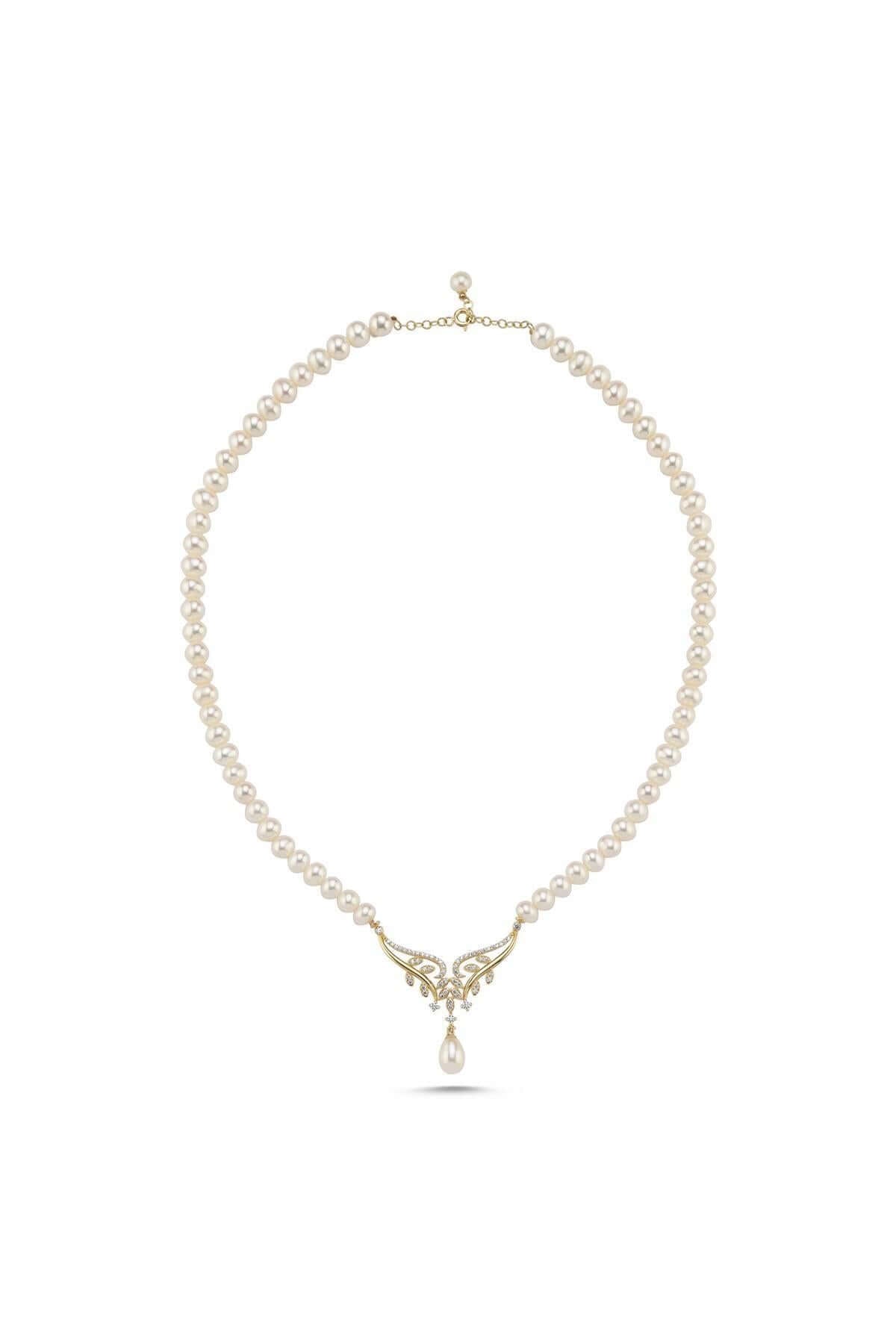 Yaprak Taşlı Doğal İnci Kolye | | Birinci1926