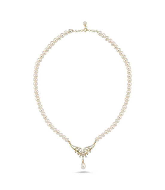 Yaprak Taşlı Doğal İnci Kolye | | Birinci1926