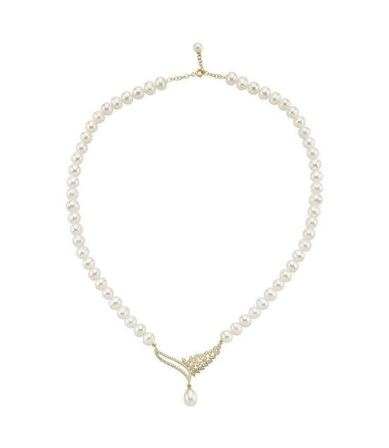 Yaprak Taşlı Doğal İnci Kolye | | Birinci1926