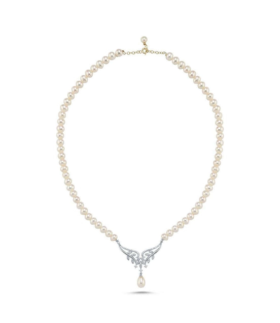 Yaprak Taşlı Doğal İnci Kolye | | Birinci1926