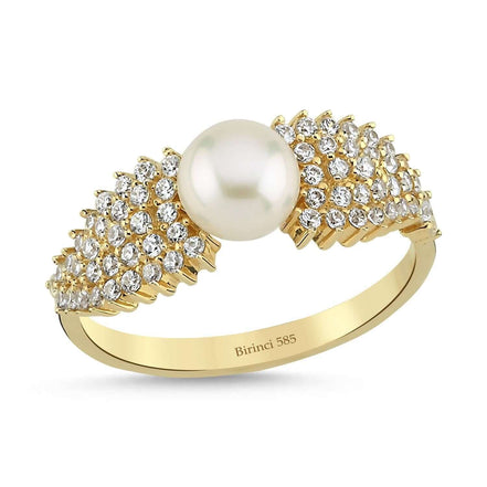 Zircon Stone Natural Pearl Ring