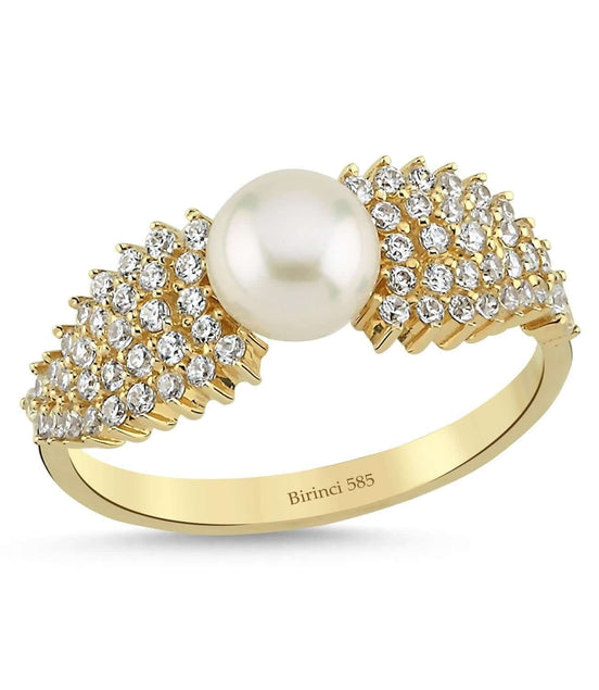 Zircon Stone Natural Pearl Ring