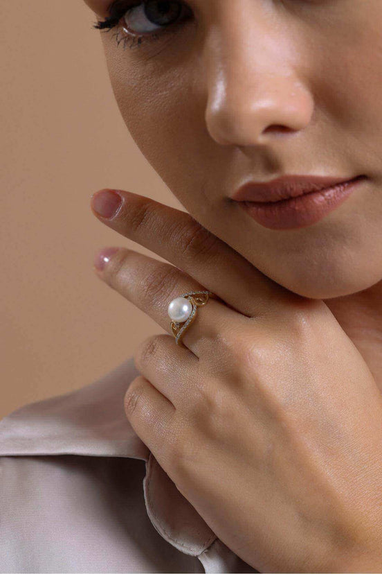 Zirkon Taşlı Doğal İnci Yüzük | İnci Yüzük | Birinci1926