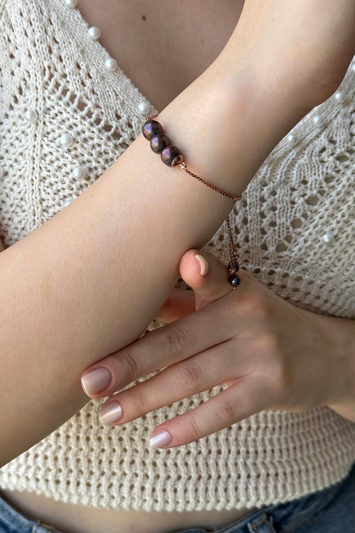 Asansörlü Üç Doğal İnci Bileklik | | Birinci1926