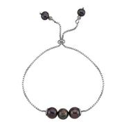 Adjustable Three Natural Pearl Bracelet