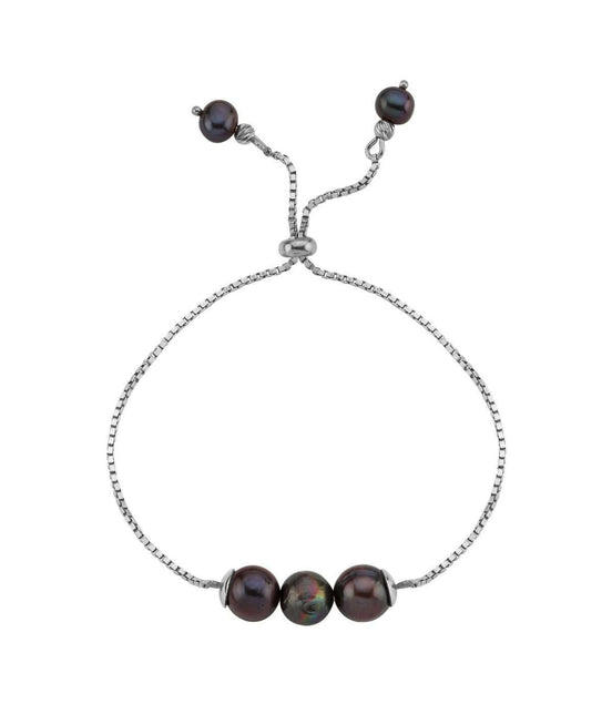 Adjustable Three Natural Pearl Bracelet