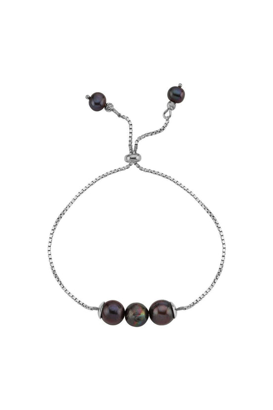 Adjustable Three Natural Pearl Bracelet