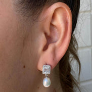 Baget Taşlı Doğal İnci Sallantılı Küpe | | Birinci1926