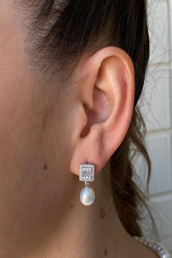 Baget Taşlı Doğal İnci Sallantılı Küpe | | Birinci1926