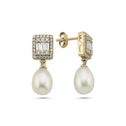 Baget Taşlı Doğal İnci Sallantılı Küpe | | Birinci1926