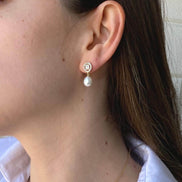 Baget Taşlı Doğal İnci Sallantı Küpe | | Birinci1926