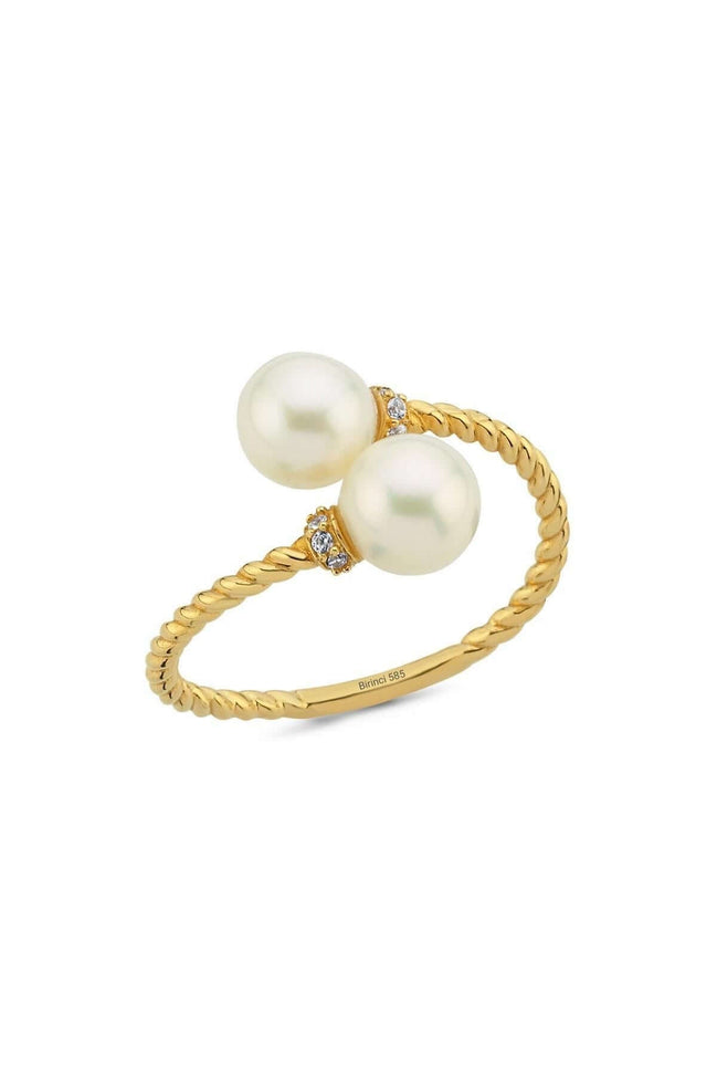Twisted Two Pearl Natural Pearl Ring