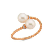 Twisted Two Pearl Natural Pearl Ring