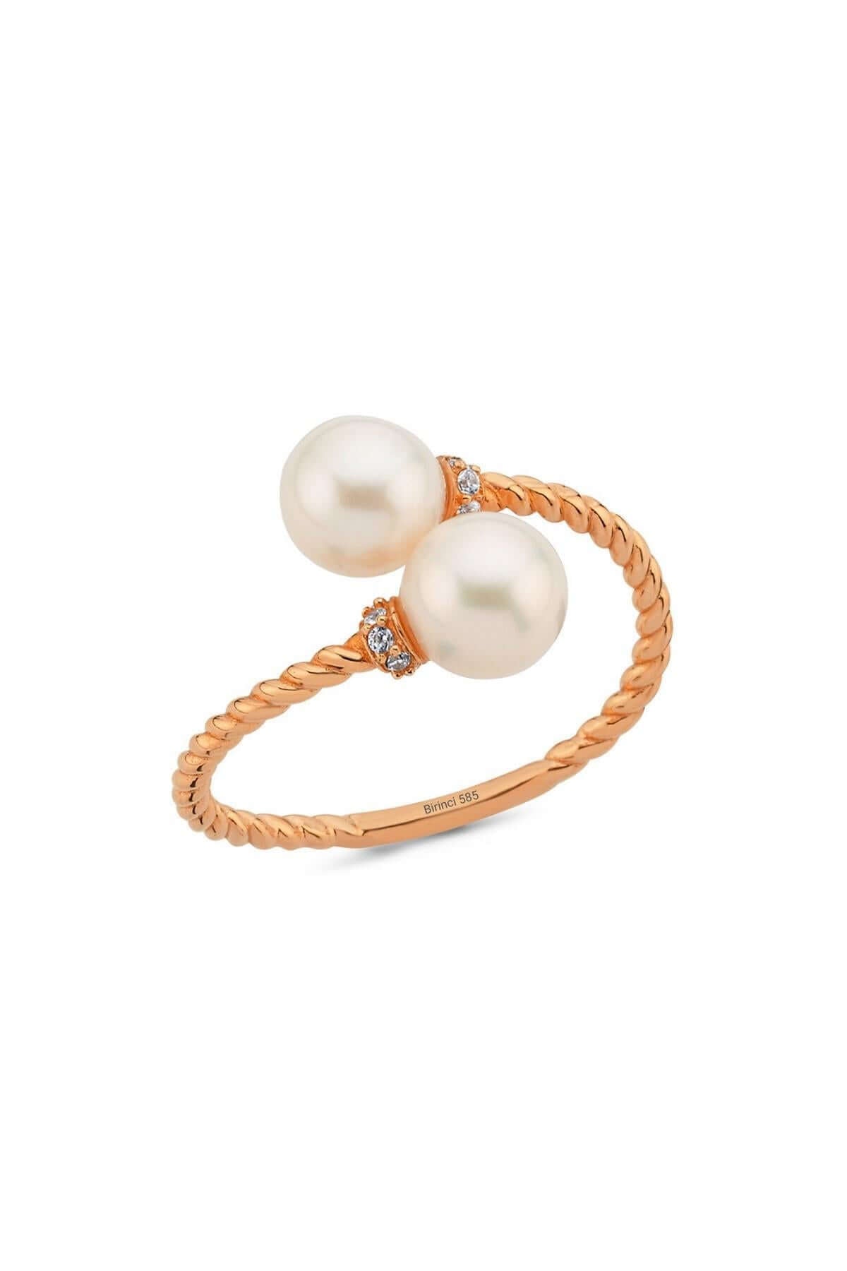 Twisted Two Pearl Natural Pearl Ring