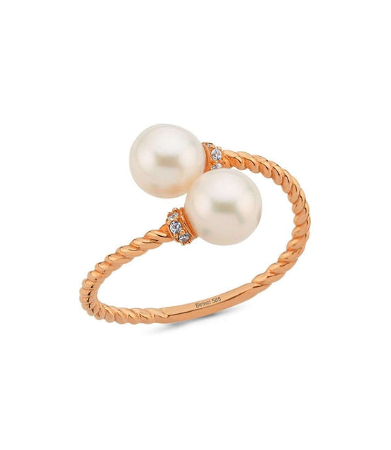 Twisted Two Pearl Natural Pearl Ring