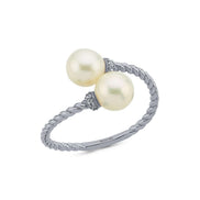 Twisted Two Pearl Natural Pearl Ring