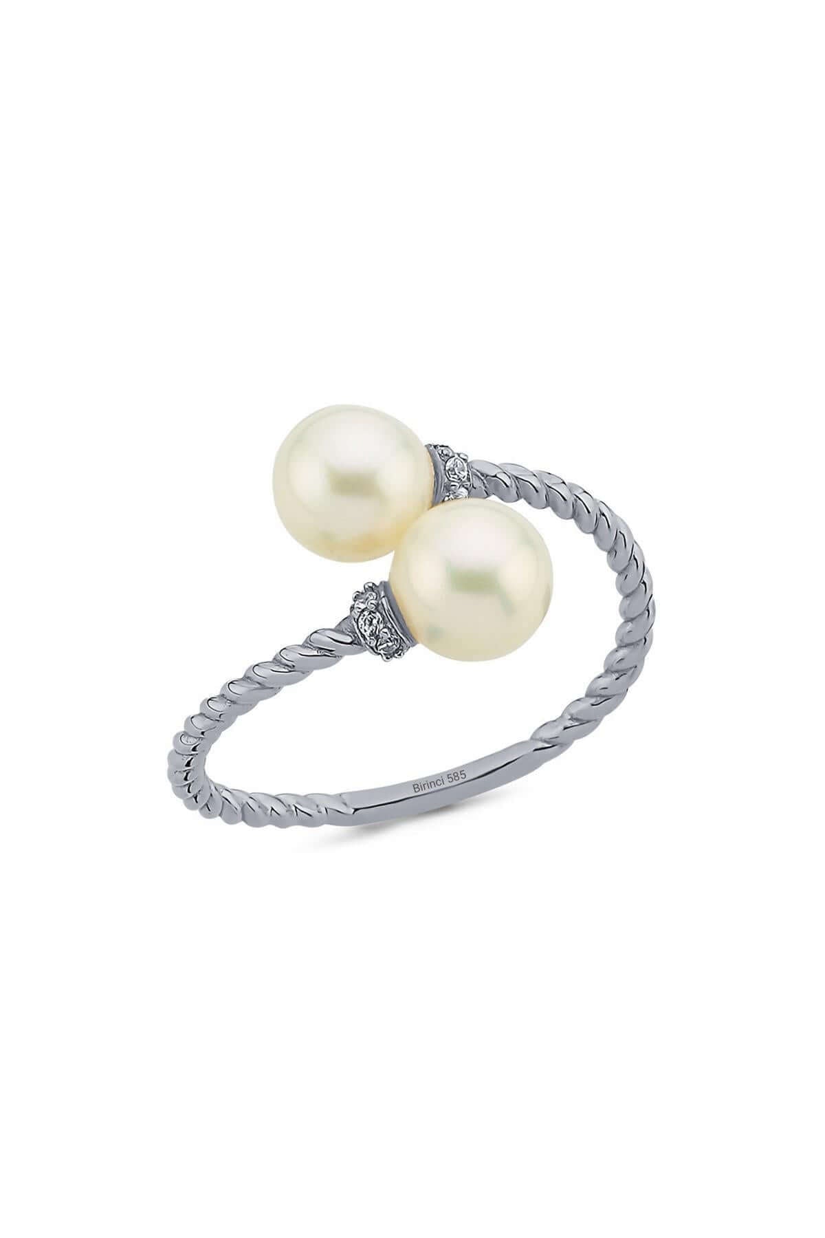 Twisted Two Pearl Natural Pearl Ring
