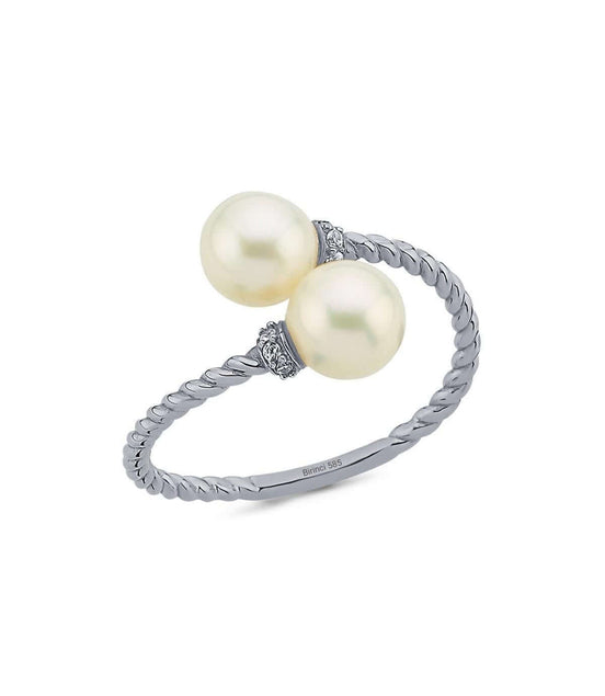 Twisted Two Pearl Natural Pearl Ring